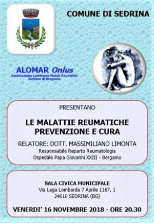 Approfondiamo il tema "Le malattie reumatiche - prevenzione e cura" il 16 novembre 2018 a Sedrina