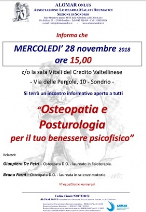 Osteopatia e posturologia: parliamone con ALOMAR Sondrio il 28 novembre 
