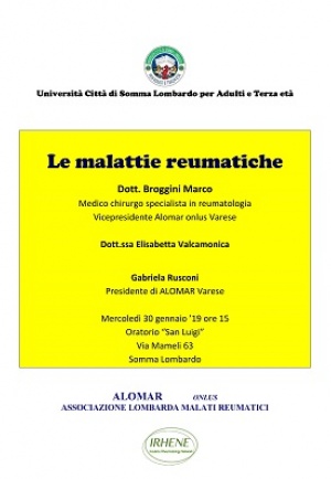 Un incontro informativo dedicato alle malattie reumatiche: ci vediamo a Varese il 30 gennaio